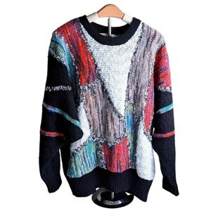 Vintage 80s Western Connection Abstract Geometric Textured Knit Sweater Large